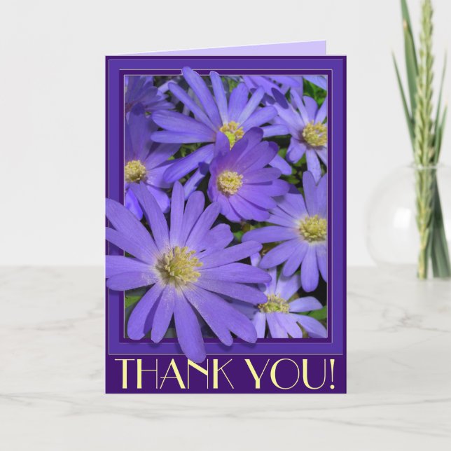 Vielen Dank Karten Blue Flowers Custom Grußkarte (Vorderseite)