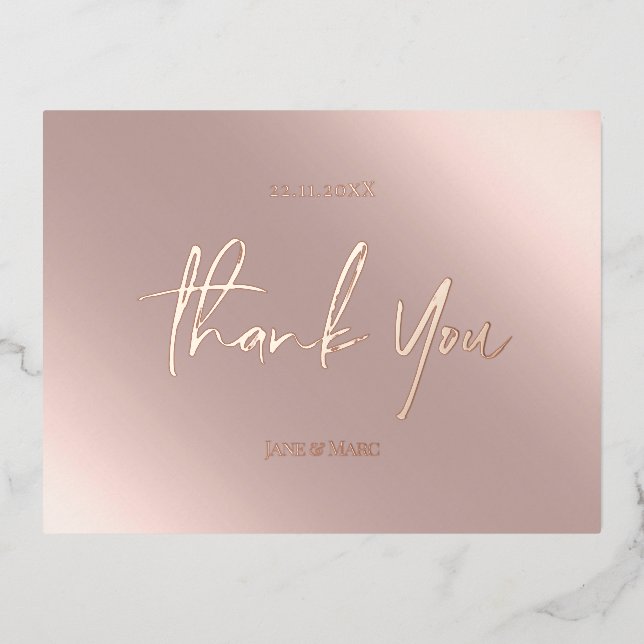Vielen Dank Karten Real Foil Rosegold Postcard (Vorderseite)
