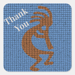 Vielen Dank Kokopelli Flute Player Mosaic Südwest Quadratischer Aufkleber