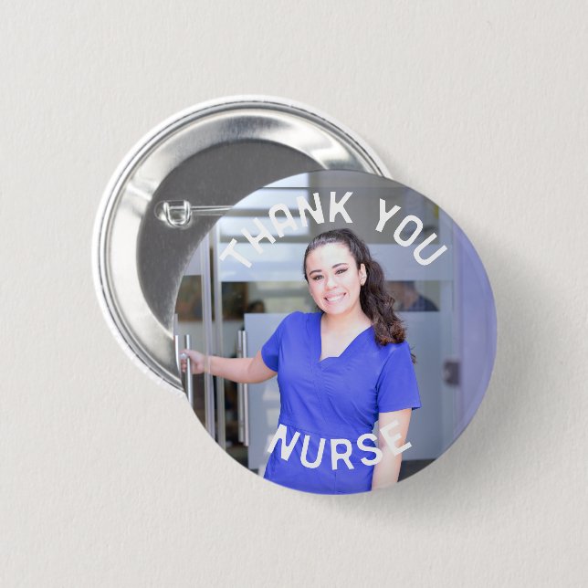 Vielen Dank, Krankenschwester Foto Standard 2¼ Inc Button (Vorne & Hinten)