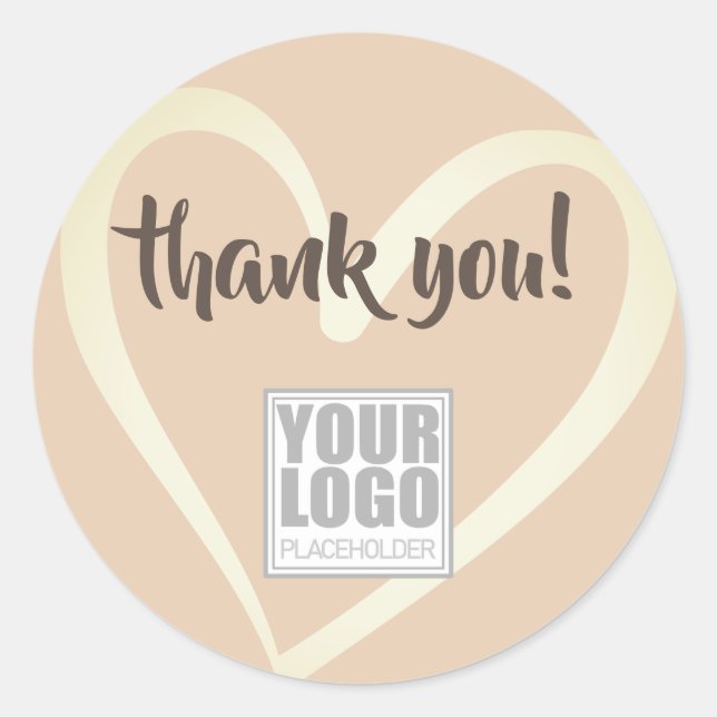 Vielen Dank Labels Light Cream Beige Liebe Herzlog Runder Aufkleber (Vorderseite)
