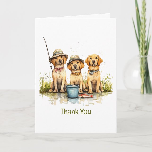 Vielen Dank Labrador Retriever Hunde Fischen Dankeskarte (Vorderseite)