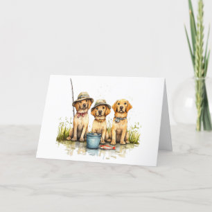 Vielen Dank Labrador Retriever Hunde Fischen Dankeskarte