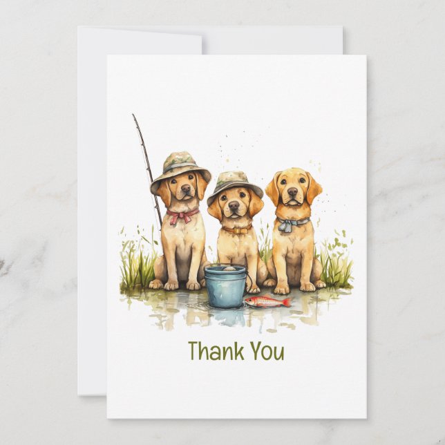 Vielen Dank Labrador Retriever Hunde Fischen Dankeskarte (Vorderseite)