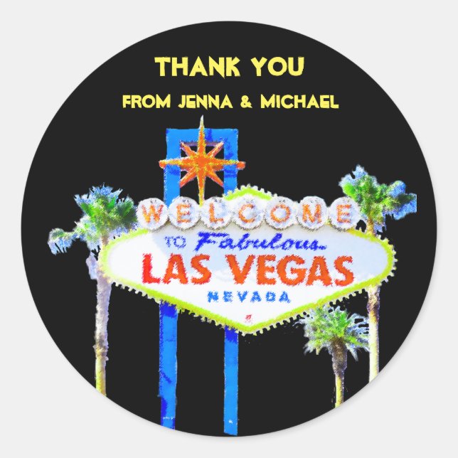 Vielen Dank Las Vegas Paares Runder Aufkleber (Vorderseite)