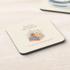 Vielen Dank Lehrer - Aquarellbücher & Blume - Getränkeuntersetzer
