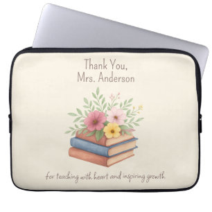 Vielen Dank Lehrer - Aquarellbücher & Blume - Laptopschutzhülle