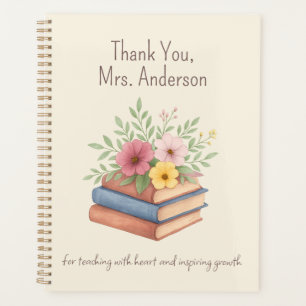 Vielen Dank Lehrer - Aquarellbücher & Blume - Planer