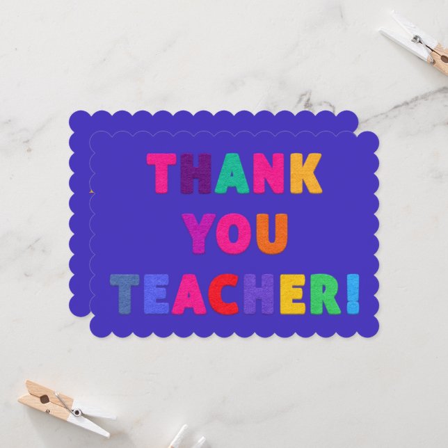 Vielen Dank Lehrer Felt Look Buchstaben Niedlich (Vorderseite/Rückseite Beispiel)