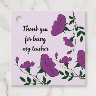 Vielen Dank Lehrer Floral Vivid Lila Wertschätzung Geschenkanhänger