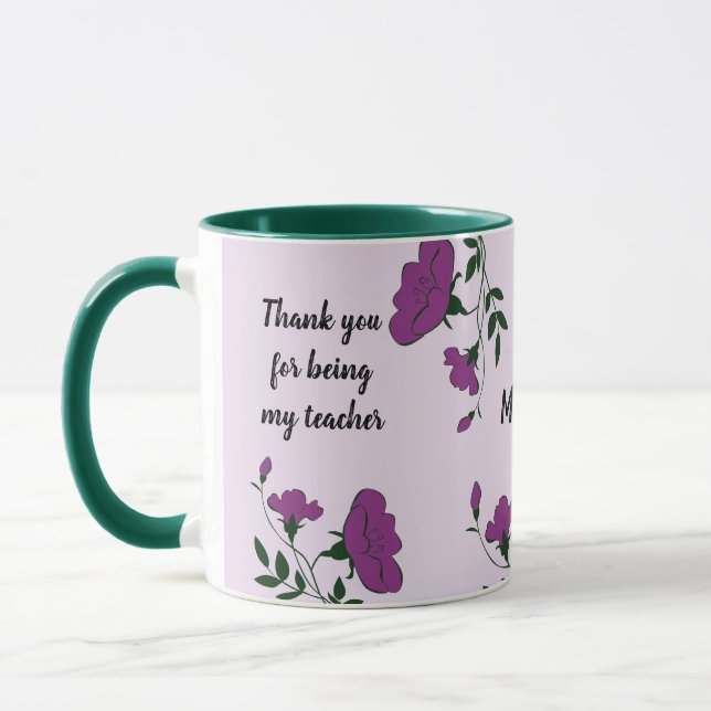 Vielen Dank Lehrer Lila Blumenempfehlung Tasse (Links)
