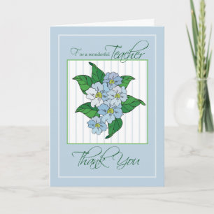 Vielen Dank Lehrer mit Blue Flowers Illustration Dankeskarte