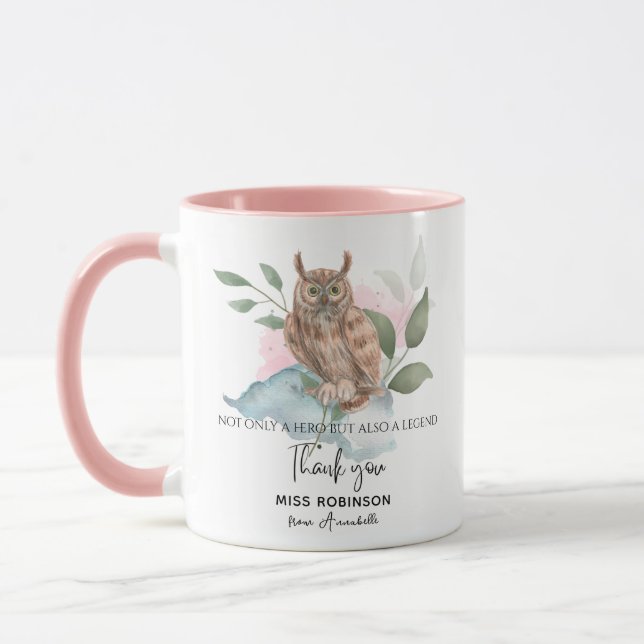 Vielen Dank Lehrer Modernes Wasserfarbenröschchen Tasse (Links)