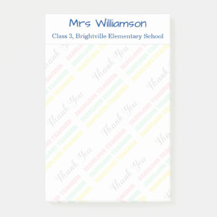 Vielen Dank Lehrer Name Schule Pastell Post-it Klebezettel