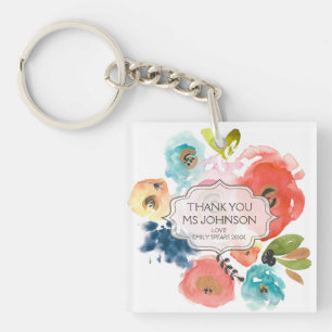 Vielen Dank Lehrer Personalisierten Blume Geschenk Schlüsselanhänger