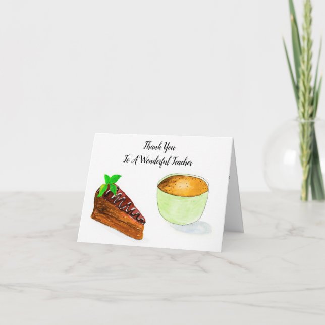 Vielen Dank Lehrer Schokolade Kuchen & Kaffee Dankeskarte (Vorderseite)