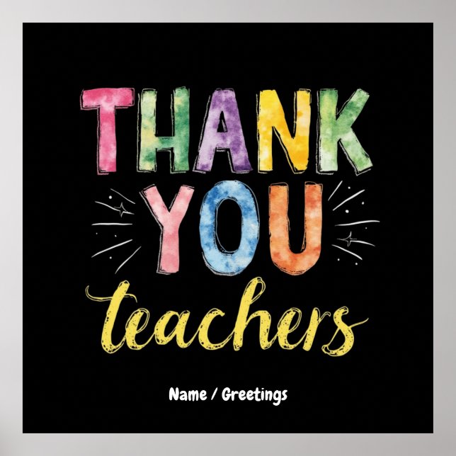 Vielen Dank Lehrer & Schüler Abschluss Geschenk Poster (Vorne)