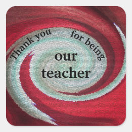 Vielen Dank Lehrer Swirl Red White Tile Muster Quadratischer Aufkleber