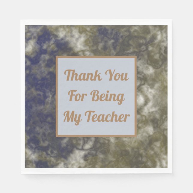 Vielen Dank Lehrer Wertschätzung Gold Blue Klasse Serviette (Vorderseite)