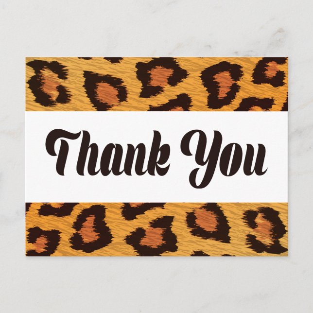 Vielen Dank Leopard Skin Gold & Brown Wedding Part Postkarte (Vorderseite)