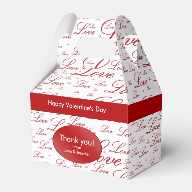 Vielen Dank - "Liebe" Red Valentinins Typografie Geschenkschachtel (Vorderseite)