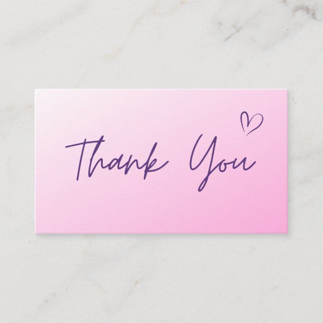 Vielen Dank Light Pink Ombre Moderne Social Media Visitenkarte (Vorderseite)