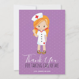 Vielen Dank Lila Script Ginger Cartoon Nurse Dankeskarte