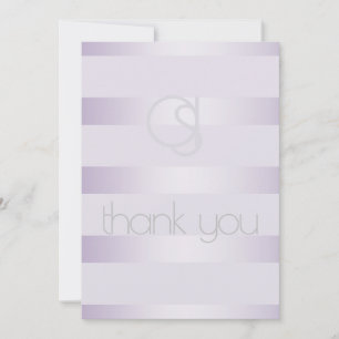 Vielen Dank - Lilac Shimmer Stripes Monogram Dankeskarte