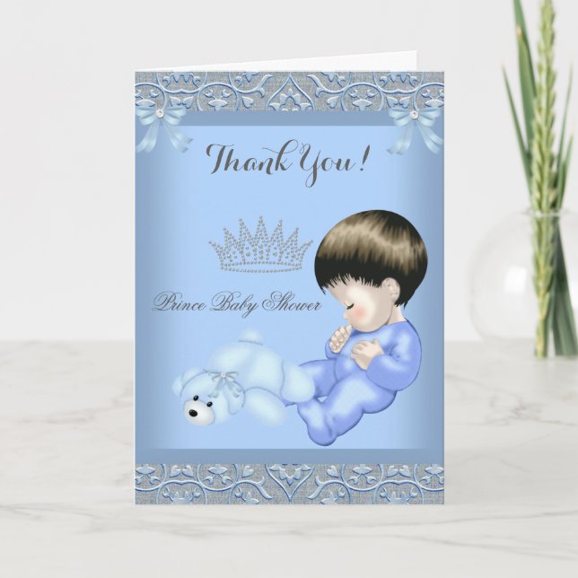 Vielen Dank Little Prince Baby Duwer Blue Dankeskarte (Vorderseite)