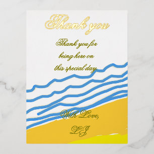 Vielen Dank LJ Monogram Elegant Beach Wedding Folie Einladungspostkarte