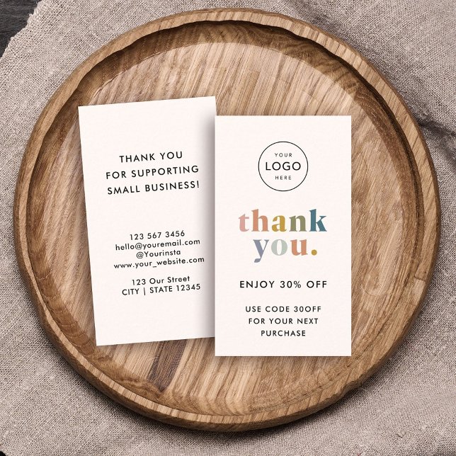 Vielen Dank! Logo für kleine Unternehmen Rabattkarte (Make it easy for repeat customers to find you on social media! )