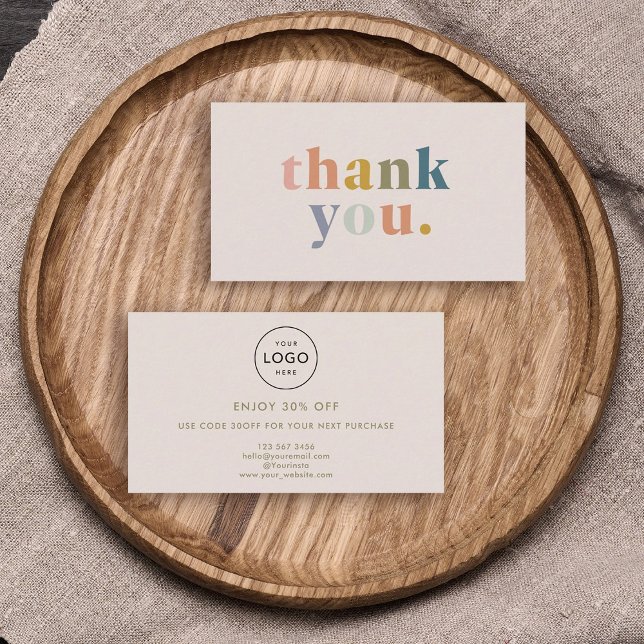 Vielen Dank! Logo für kleine Unternehmen Rabattkarte (rainbow-powered thank you from your fave small biz! )