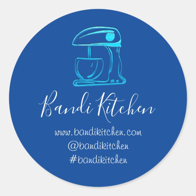 Vielen Dank Logo Küche Kochen Bäckerei Blue Navy Runder Aufkleber (Vorderseite)
