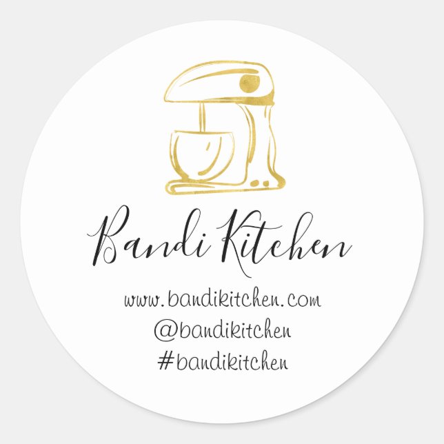 Vielen Dank Logo Küche Kochen Bäckerei Gold Weiß Runder Aufkleber (Vorderseite)