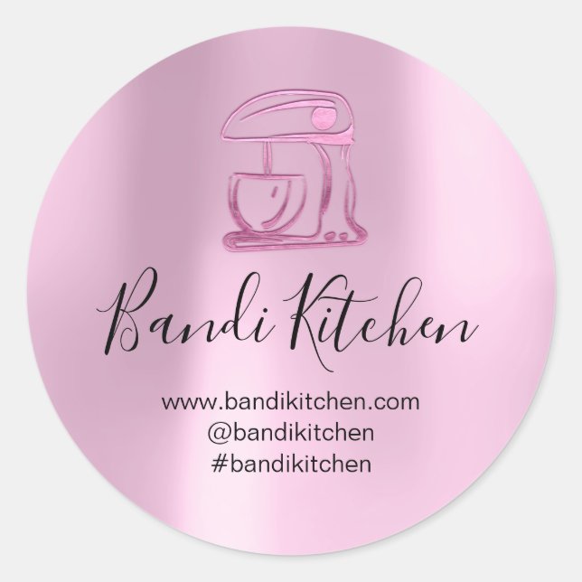 Vielen Dank Logo Küche Kochen Bäckerei Sweet Pink Runder Aufkleber (Vorderseite)