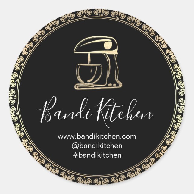 Vielen Dank Logo Küche Kochen Koch Bäckerei Gold Runder Aufkleber (Vorderseite)