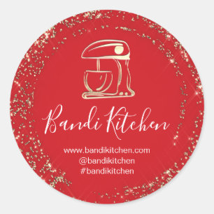 Vielen Dank Logo Küche Kochen Koch Bäckerei Rot Runder Aufkleber