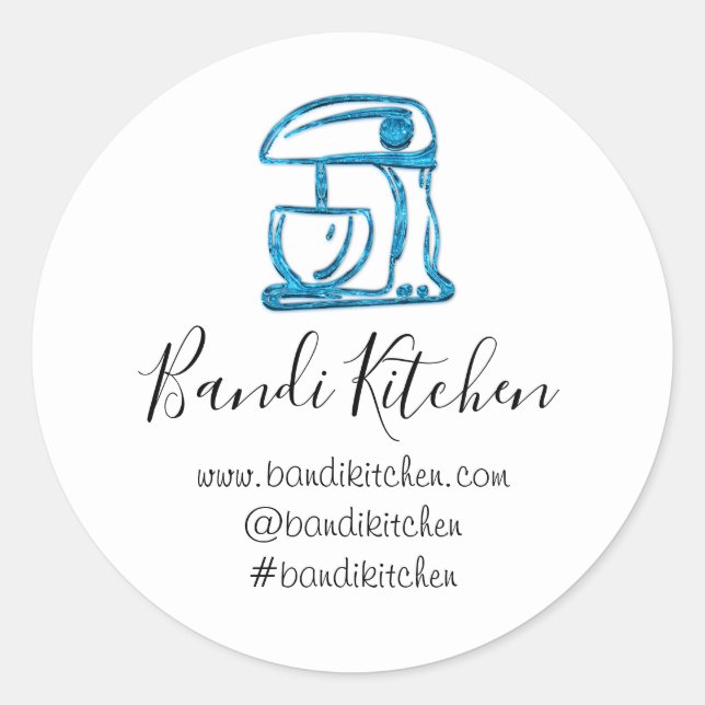 Vielen Dank Logo Küche Kochen Mixer Aquamarin blau Runder Aufkleber (Vorderseite)