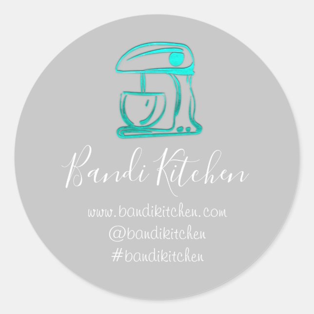 Vielen Dank Logo Küche Kochen Mixer Blau Grau Runder Aufkleber (Vorderseite)