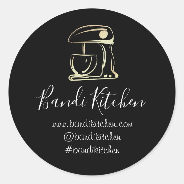 Vielen Dank Logo Küche Kochen Mixer Gold Süßigkeit Runder Aufkleber (Vorderseite)