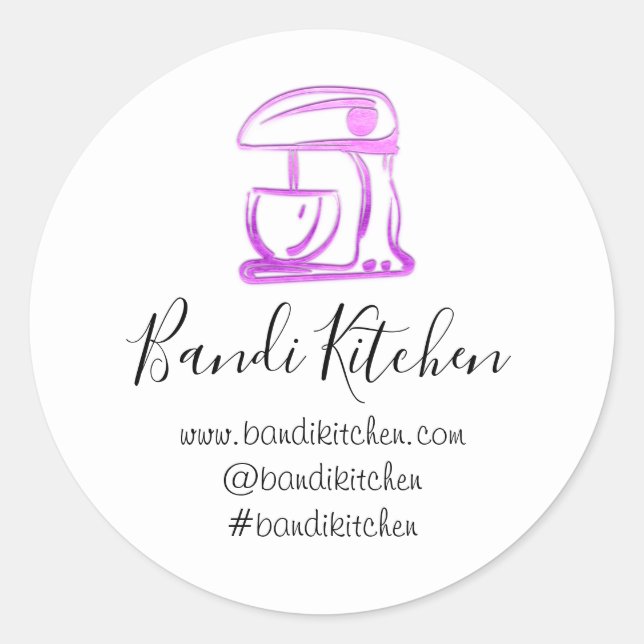 Vielen Dank Logo Küche Kochen Mixer Pink Fuchsia Runder Aufkleber (Vorderseite)
