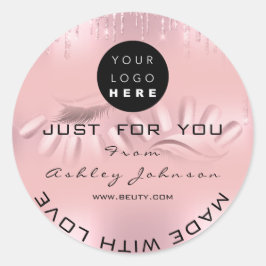 Vielen Dank Logo Nails Lashes Rose Tropfen Ombre Runder Aufkleber