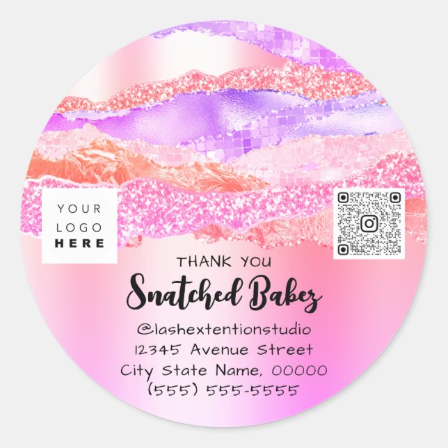 Vielen Dank Logo QR Code Online Shop Verpackung Pi Runder Aufkleber (Vorderseite)