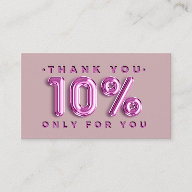 Vielen Dank Logo QRCODE 10%OFF Discount Code Rosa Visitenkarte (Vorderseite)