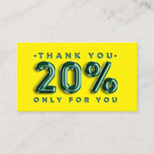 Vielen Dank Logo QRCODE 20%OFF Discount Code Gelb Visitenkarte