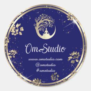 Vielen Dank Logo Yoga Mindfulness Shop Gold Blue Runder Aufkleber