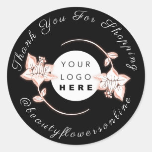 Vielen Dank Logos Rose IG Name Blumenkraut Schwarz Runder Aufkleber