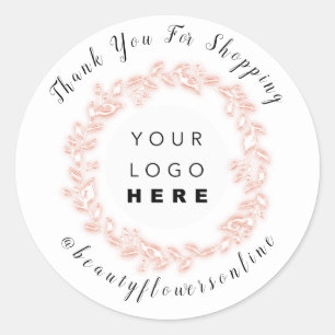 Vielen Dank Logos Rose IG Name Blumenreath White Runder Aufkleber