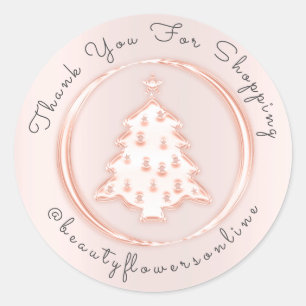 Vielen Dank Logos Rose Rosa Weihnachtsbaum froh Runder Aufkleber