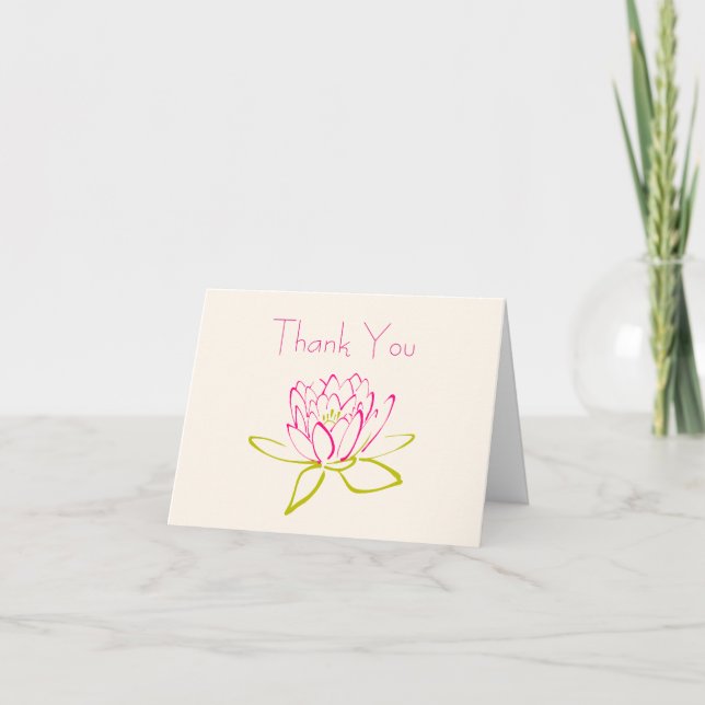 Vielen Dank - Lotus Blume / Water Lily Illustratio Dankeskarte (Vorderseite)
